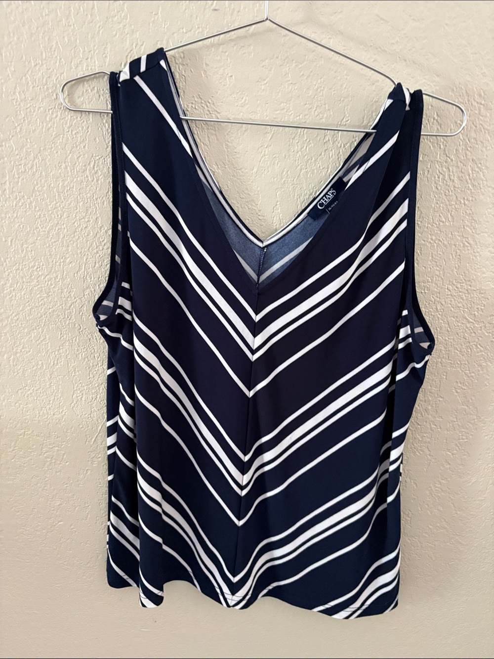 Chaps V-Neck Chevron Stripe Tank Top Stretchy xL